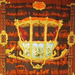 Hermes Vintage La Berline D’or Silk Scarf in Original Box
